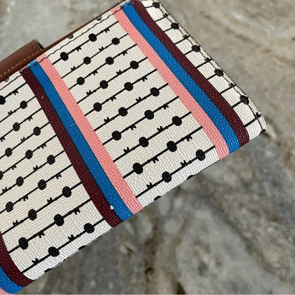 Fossil Women's Wallet Caroline Clutch ECRU Multi Stripe Zip - Picture 9 of 16